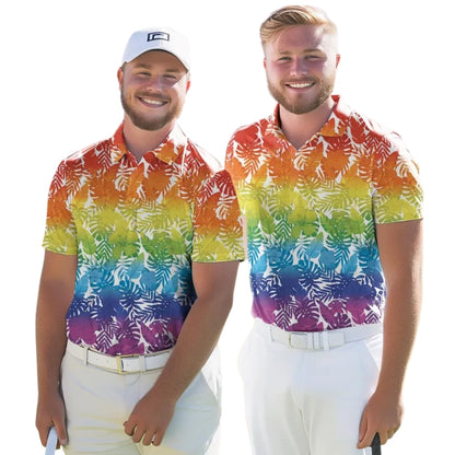 Men's Rainbow Tropical Golf Polo Shirts, LGBT Pride Golf Shirts GE0412