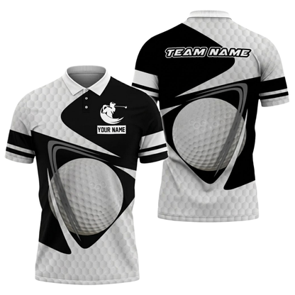 Custom Mens Team Golf Polo Shirt Black And White, Custom Golf Team Shirts GZ0307