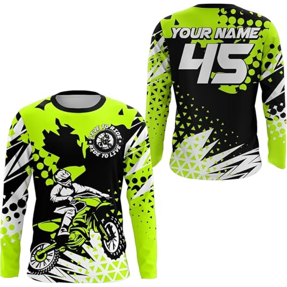 Live To Ride Custom Blue MX Jersey For Men, Custom Motocross Shirts MZ0009