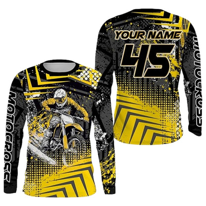 Custom Motocross Rider Men's Long Sleeve Jersey, Custom Dirt Bike Shirts MZ0085