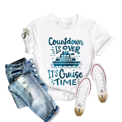 Countdown Is Over It's Cruise Time Matching Family T Shirts, Cruise Vacation Family Matching Shirts ET0270