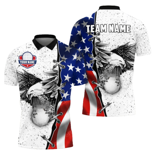 Custom American Flag Eagle Golf Polo Shirts For Men, Custom Patriotic Eagle Golf Team Shirts GZ0193