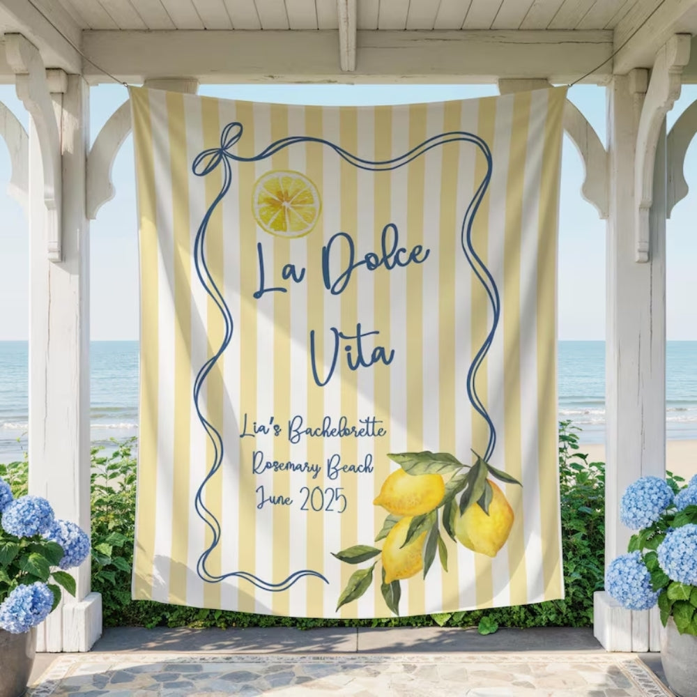 Personalized La Dolce Vita Lemon Bachelorette Banner, Custom Italian Bachelorette Sign WD0540