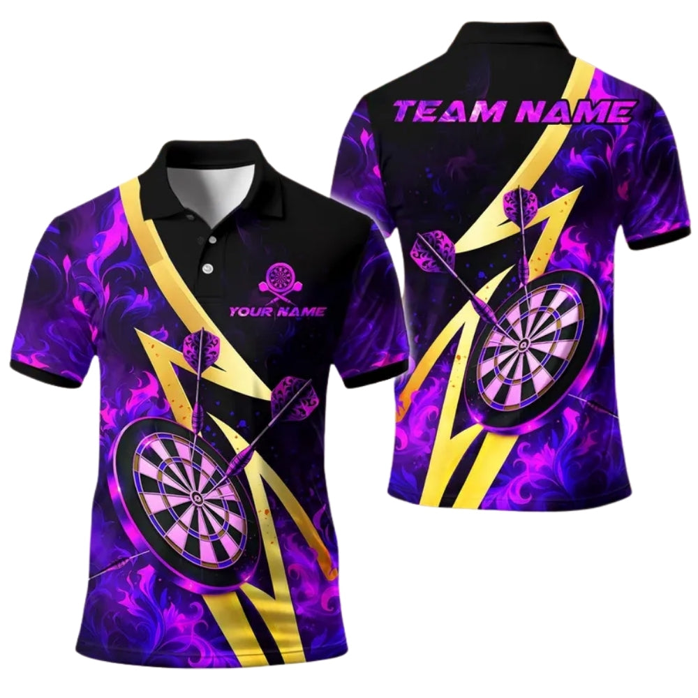 Custom Flame Dartboard Polo Shirt For Mens, Custom Flame Darts Team Shirts DE0043