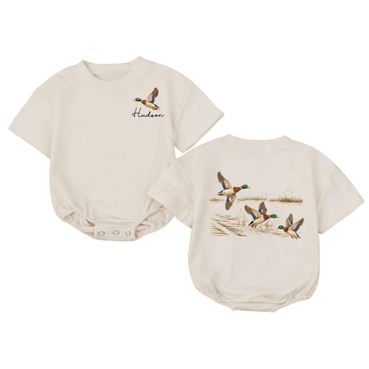 Personalized Mallard Duck Baby T-Shirt Bubble Romper, Custom Duck Hunting Baby Romper BB0709