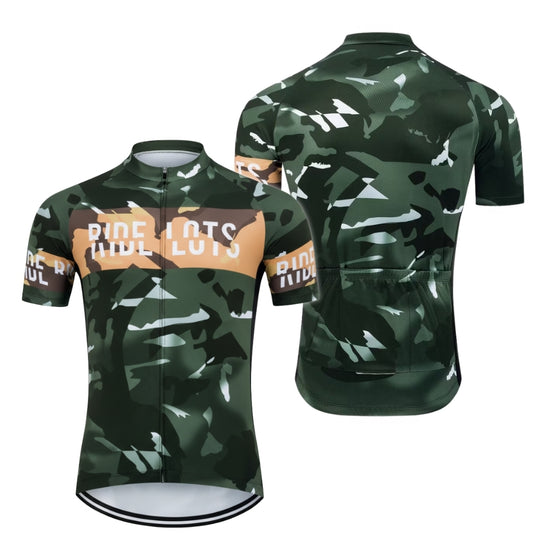 Ride Lots Camouflage Men's Cycling Short Sleeve Jersey, Camo Cycling Jersey For Mens CE0044