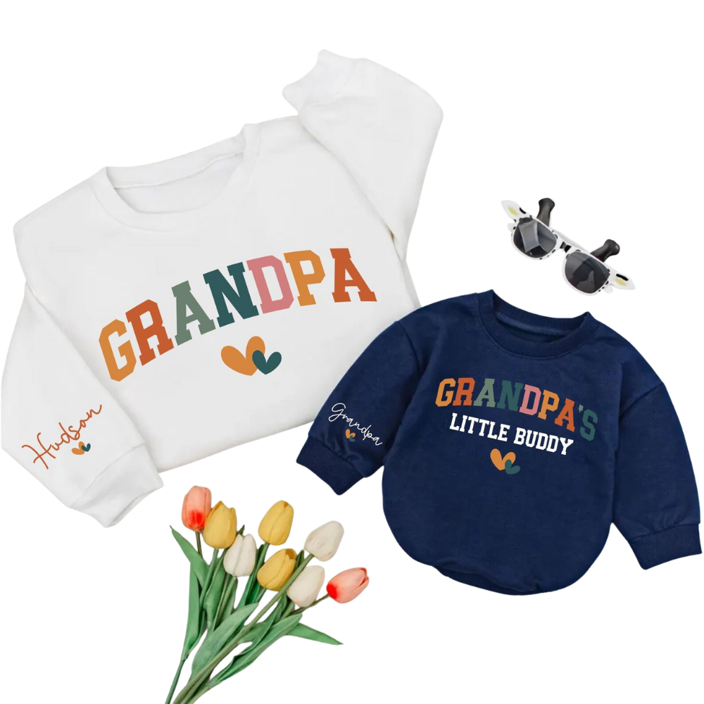 Personalized Grandpa And Grandpa's Little Buddy Matching Sweatshirt, Custom Grandfather And Baby Sweatshirt Matching ET1617