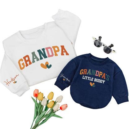 Personalized Grandpa And Grandpa's Little Buddy Matching Sweatshirt, Custom Grandfather And Baby Sweatshirt Matching ET1617