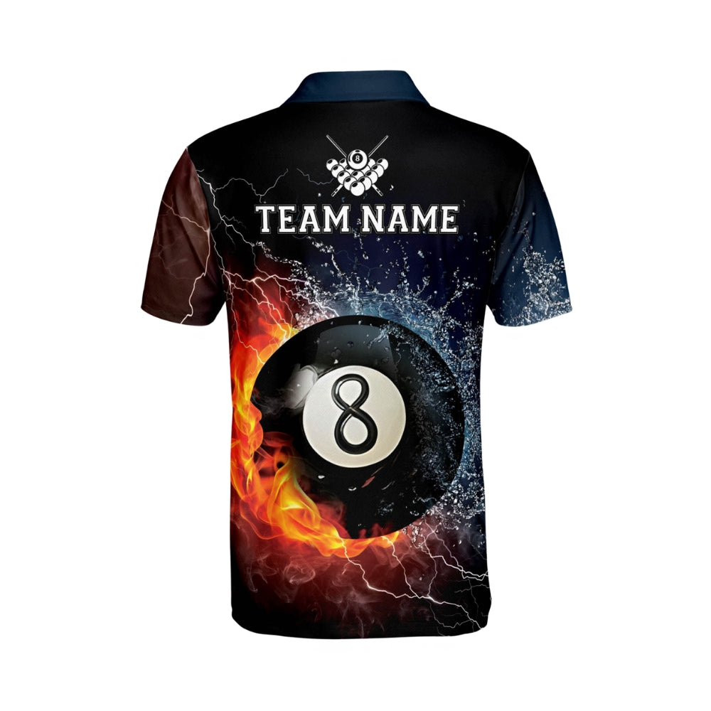 Custom Water Flame Billiard Men's Polo Shirt, Custom Flame Pool Billiard Team Shirts BI0063
