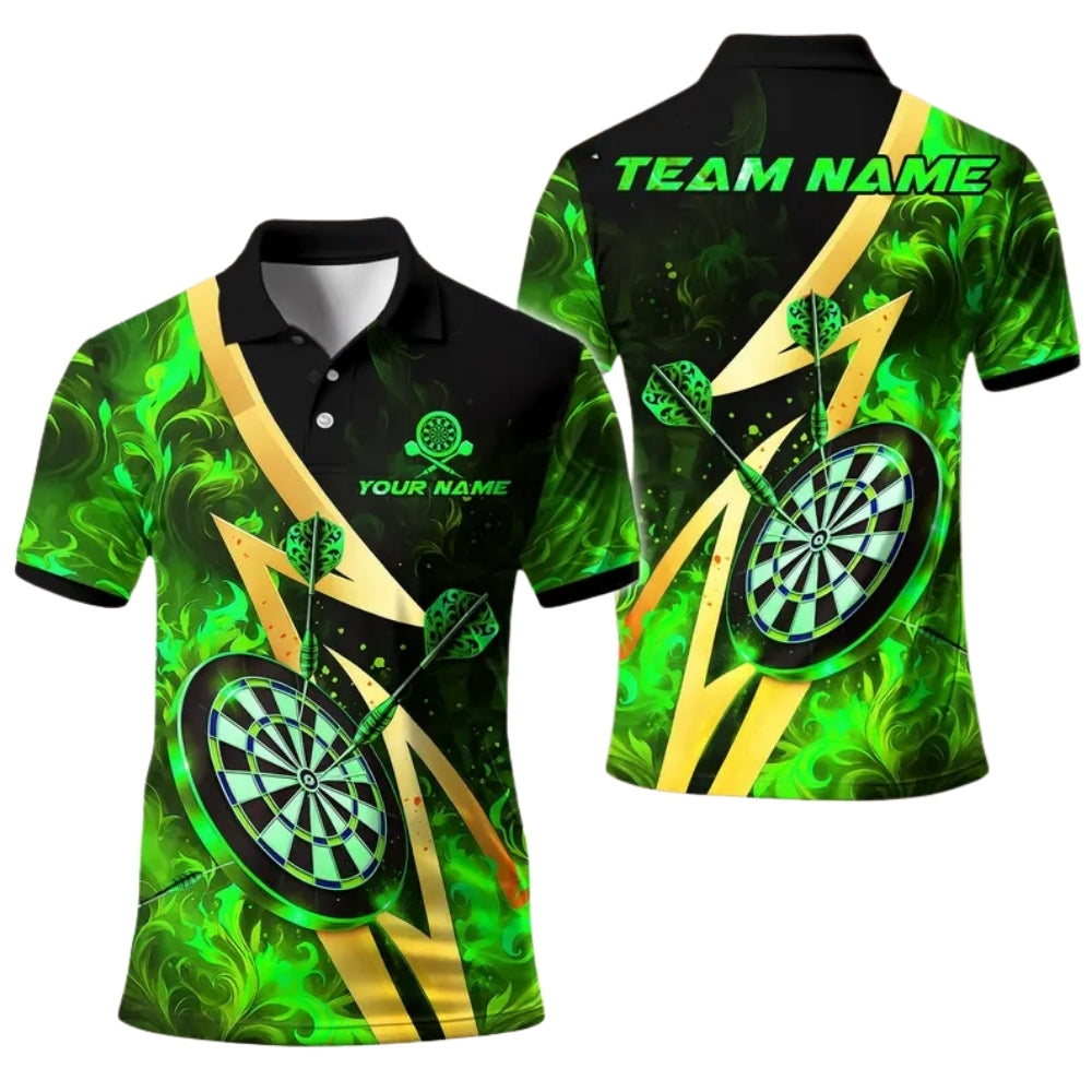 Custom Flame Dartboard Polo Shirt For Mens, Custom Flame Darts Team Shirts DE0043