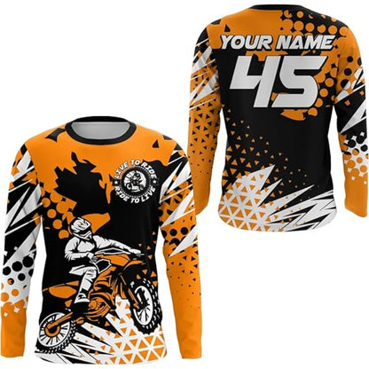 Live To Ride Custom Blue MX Jersey For Men, Custom Motocross Shirts MZ0009