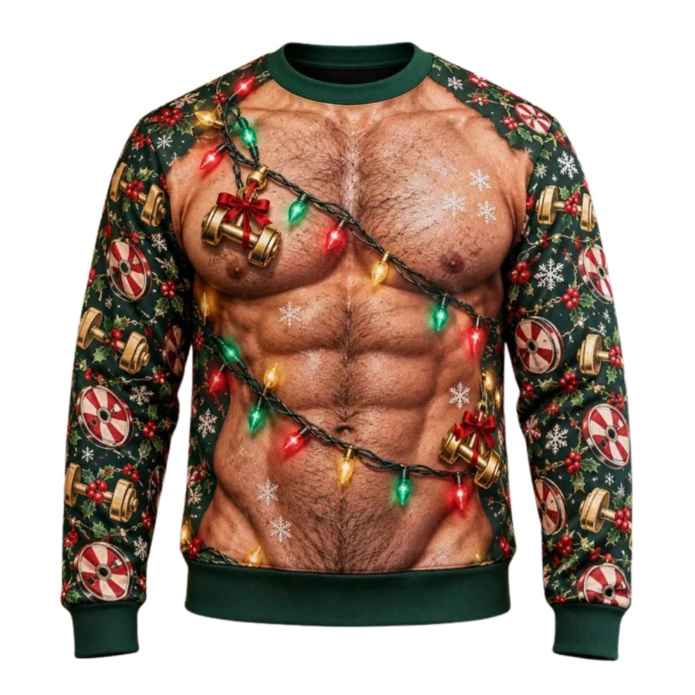 Six Pack Abs Christmas Sweatshirt For Men, Funny Christmas Sweater 2D1105
