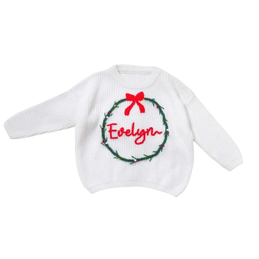 Personalized Christmas Baby Embroidered Knit Sweater, Custom Christmas Baby Sweatshirt BB0785