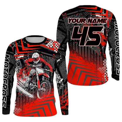 Custom Motocross Rider Men's Long Sleeve Jersey, Custom Dirt Bike Shirts MZ0085