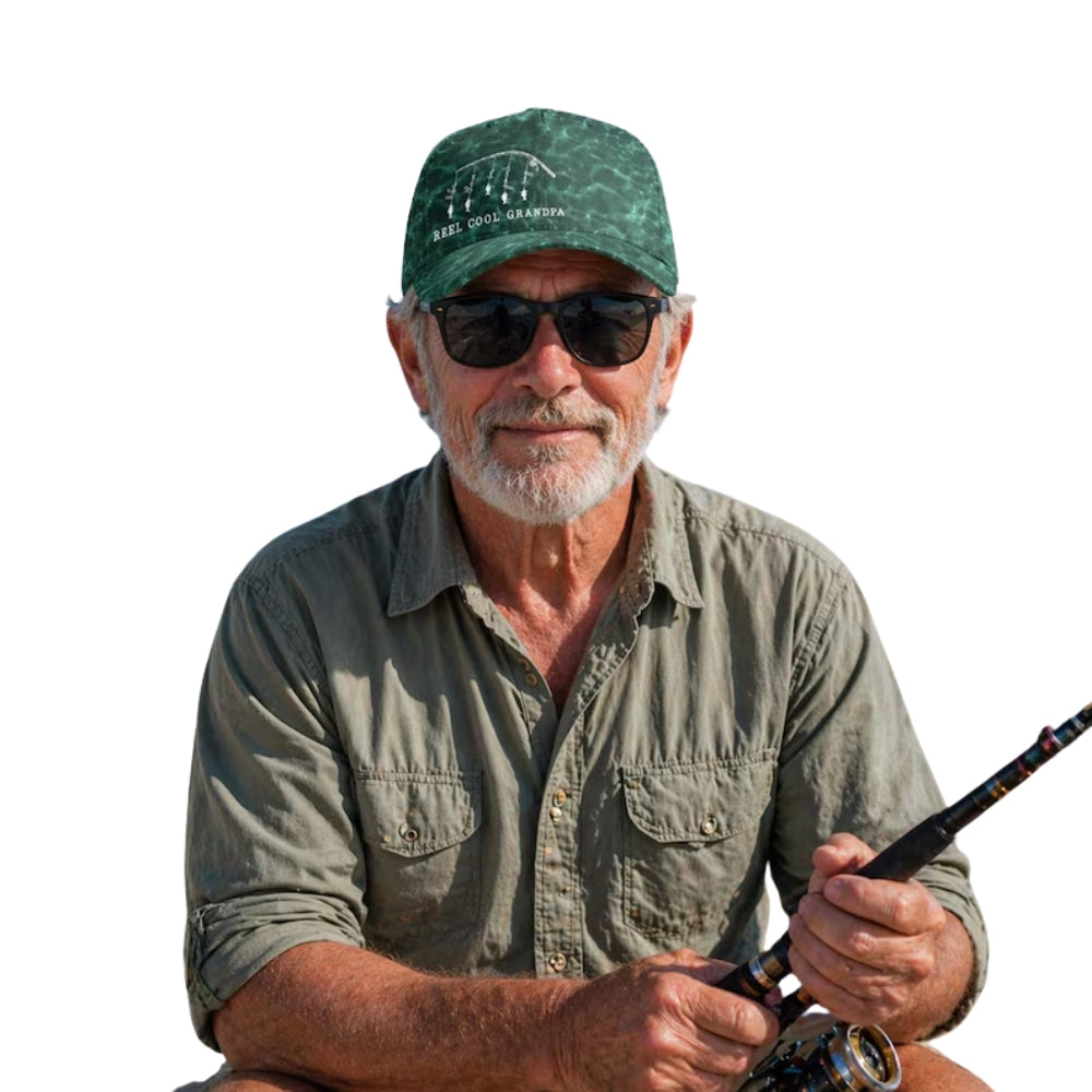 Reel Cool Grandpa Personalized Fishing Baseball 3D Printed Cap With Kid Names, Custom Father Day Fishing Cap For Dad Grandpa CP0493