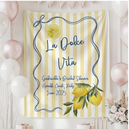 Personalized La Dolce Vita Lemon Bachelorette Banner, Custom Italian Bachelorette Sign WD0540