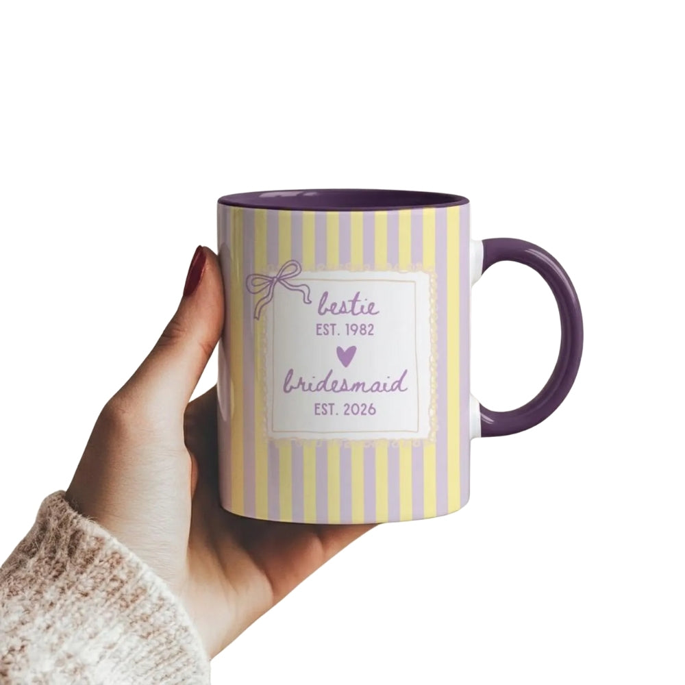 Personalized Sister Maid Of Honor Striped Mug, Custom Bridesmaid Mug For Sister WD0272