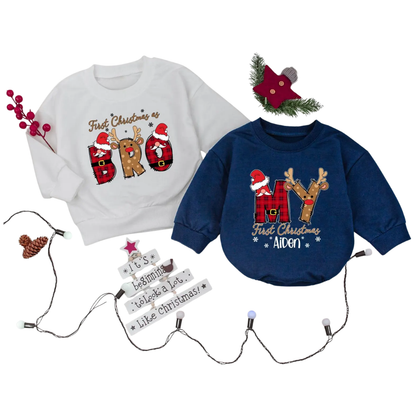 My First Christmas Custom Family Matching Sweatshirt, Custom First Birthday Christmas Family Sweatshirts ET1656