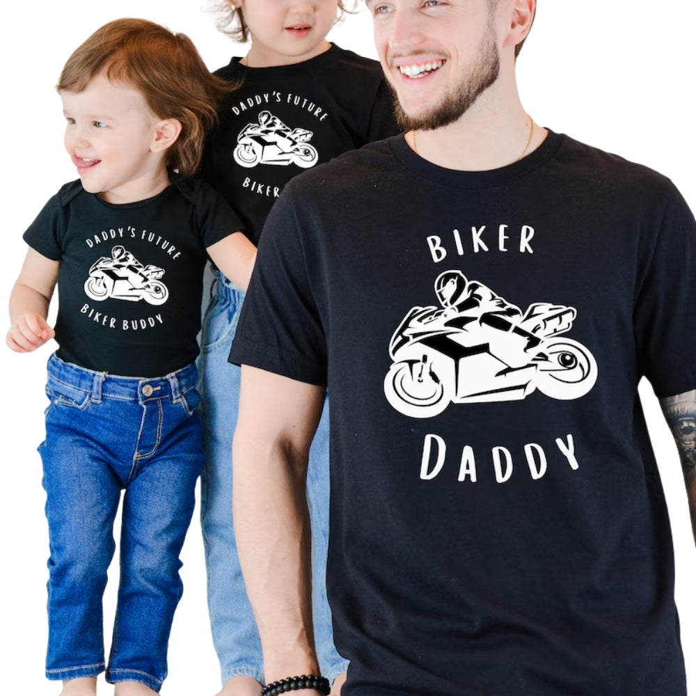 Biker Daddy Daddy's Future Biker Buddy Matching Dad And Baby T Shirt, Matching Biker Shirt For Father Son Daughter ET0963