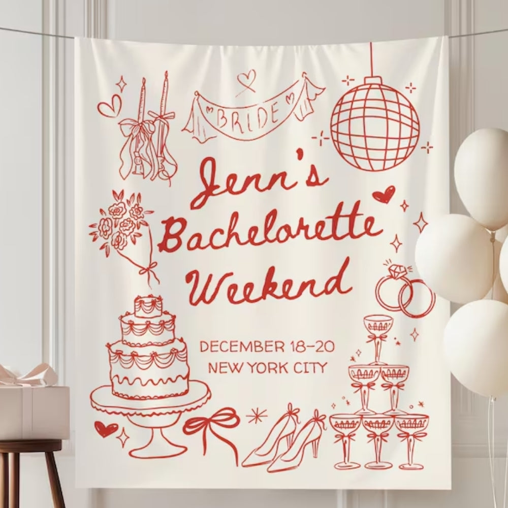 Personalized Bachelorette Weekend Banner, Custom Bachelorette Party Banner WD0424
