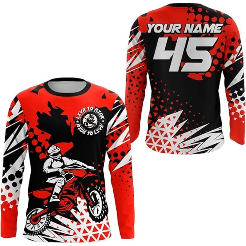 Live To Ride Custom Blue MX Jersey For Men, Custom Motocross Shirts MZ0009