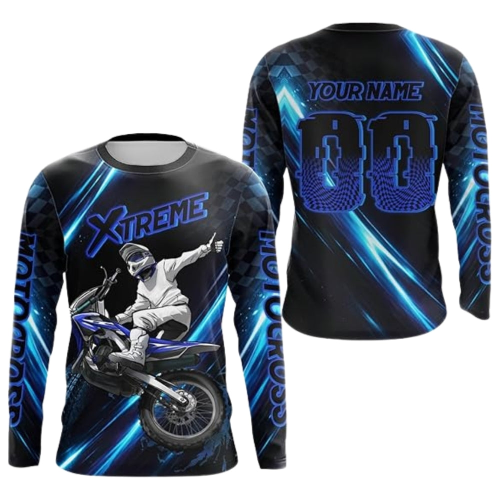 Custom Neon Green Motocross Racing Long Sleeve Men Jersey, Custom Dirt Bike Jerseys MZ0086