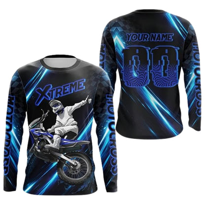 Custom Neon Green Motocross Racing Long Sleeve Men Jersey, Custom Dirt Bike Jerseys MZ0086