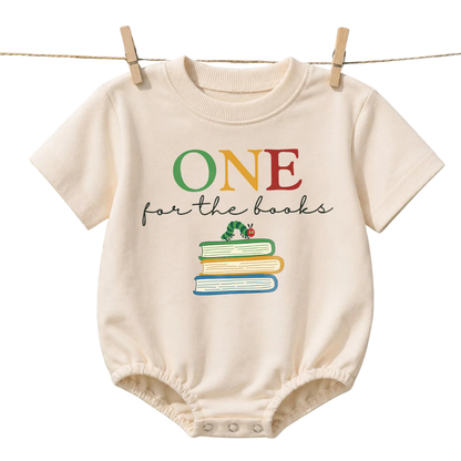 One For The Book Baby T Shirt Bubble Romper, Bookworm First Birthday Baby Romper BB0711