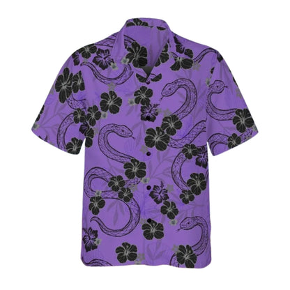 Snake Hibiscus Purple Hawaiian Shirts For Men, Snake Hawaiian Shirts HE0203