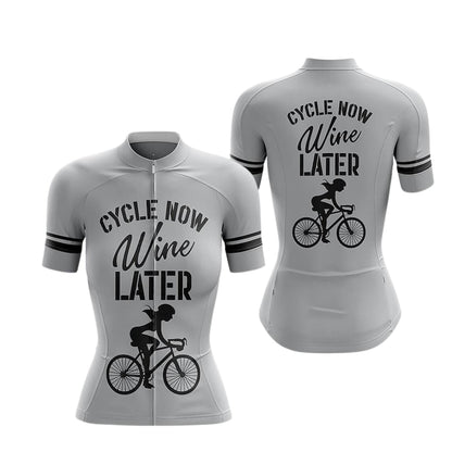 Cycle Now Wine Later Women's Short Sleeve Cycling Jersey, Wine Lover Cycling Jersey For Ladies CZ0157
