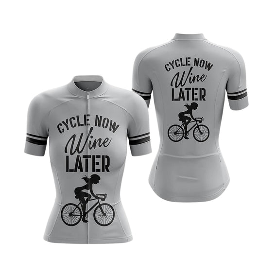 Cycle Now Wine Later Women's Short Sleeve Cycling Jersey, Wine Lover Cycling Jersey For Ladies CZ0157