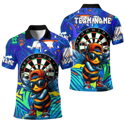 Custom Graffiti Funny Bee Dart Polo Shirt Mens, Custom Bee Darts Team Shirts DE0045