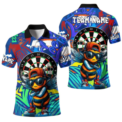 Custom Graffiti Funny Bee Dart Polo Shirt Mens, Custom Bee Darts Team Shirts DE0045