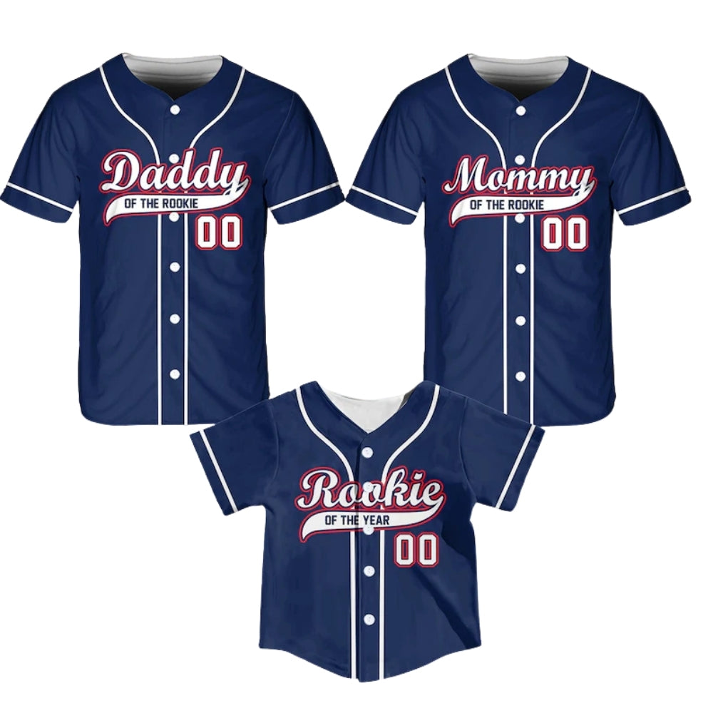 Rookie Of The Year Personalized Family Matching Baseball Jersey Blue, Custom Game Day Matching Family Baseball Shirts ET0699