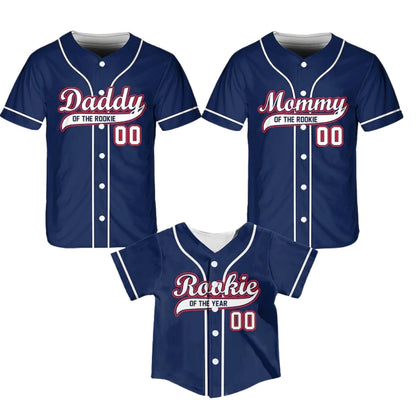 Rookie Of The Year Personalized Family Matching Baseball Jersey Blue, Custom Game Day Matching Family Baseball Shirts ET0699