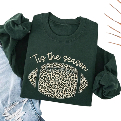 Tis The Season Football Leopard Sweatshirt For Mom, Football Mom Sweatshirts For Gameday 2D0923