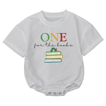 One For The Book Baby T Shirt Bubble Romper, Bookworm First Birthday Baby Romper BB0711