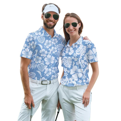Hibiscus Tropical Matching Golf Polo Shirt For Men And Women, Tropical Matching Couple Golf Shirts GE0315