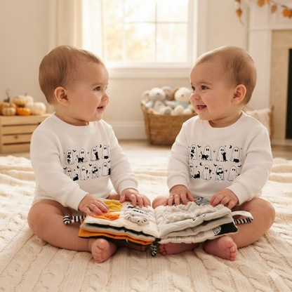 Funny Ghost And Black Cat Baby Romper Sweatshirt, Halloween Baby Sweatshirt BB0872