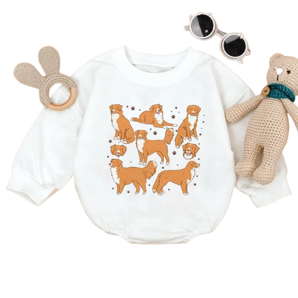 Nova Scotia Duck Tolling Retriever Dog Baby Romper Sweatshirt, Dog Lover Baby Sweatshirt Romper BB0451