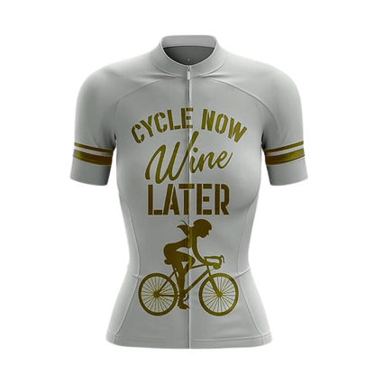 Cycle Now Wine Later Women's Short Sleeve Cycling Jersey, Wine Lover Cycling Jersey For Ladies CZ0157