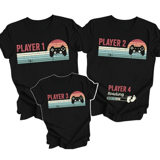 Gamer Pregnancy Announcement  Custom Matching Family T Shirts, Custom Baby Reveal Matching Shirts For Family ET0415