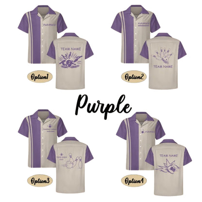 Black Beige Custom Vintage Bowling Hawaiian Shirt, Custom Vintage Bowling Team Shirts BE0139