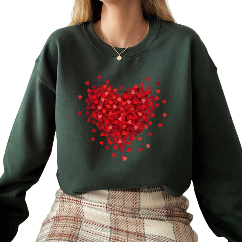 Womens Heart Sweatshirt, Valentine day Heart Sweatshirt 2D0851