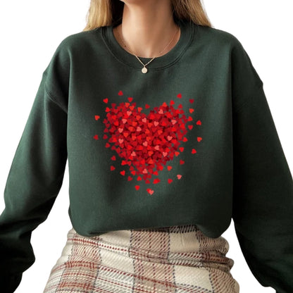 Womens Heart Sweatshirt, Valentine day Heart Sweatshirt 2D0851