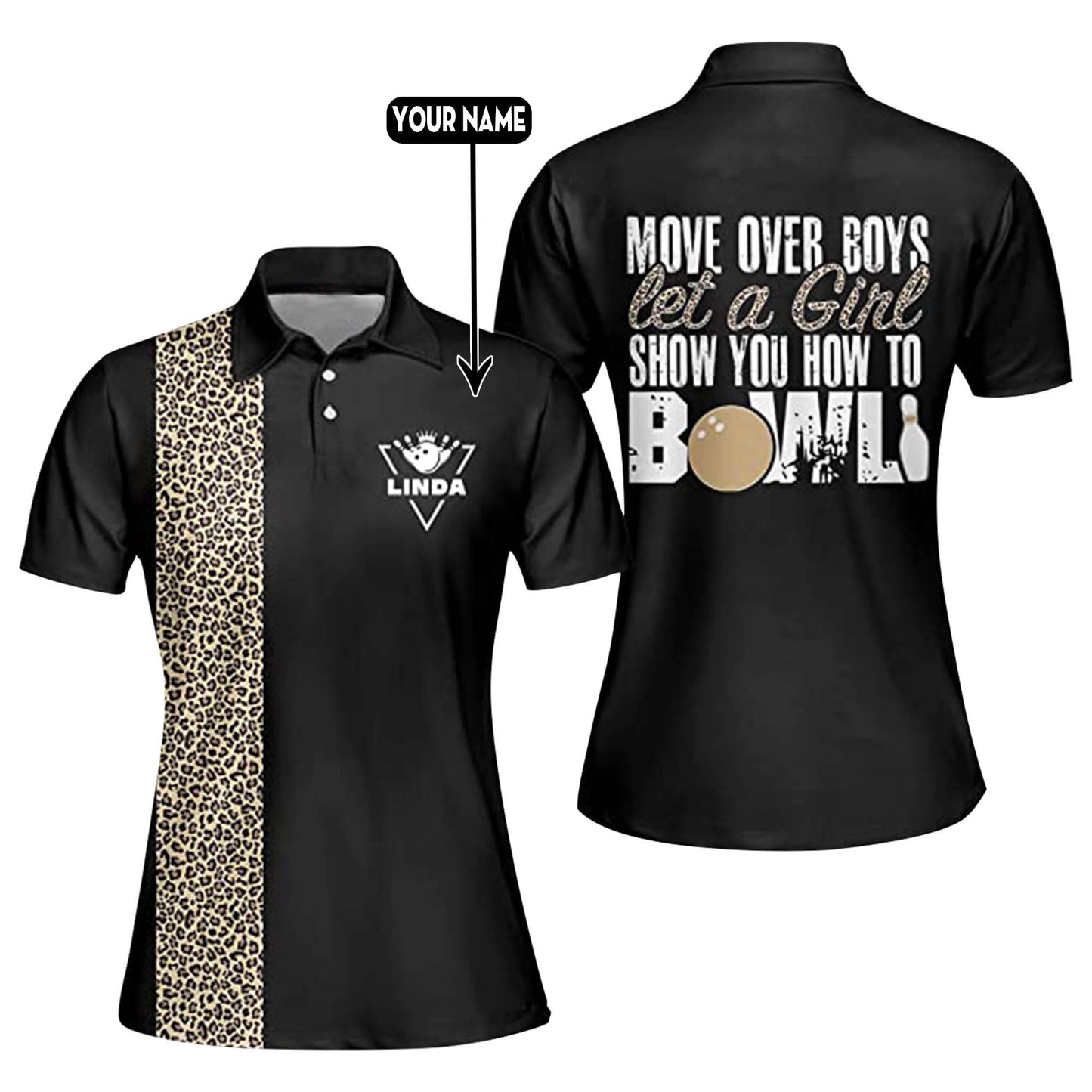 Leopard Bowling Polo Shirts Women BW0004