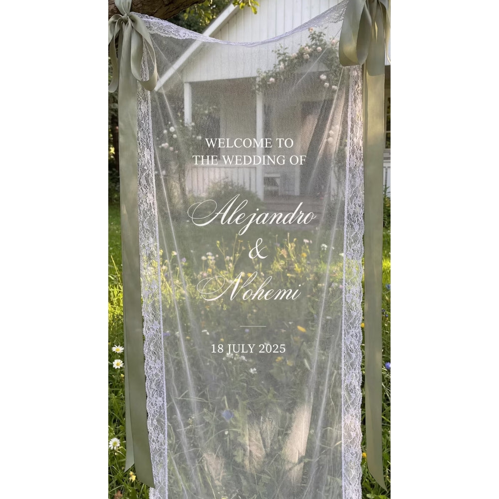 Personalized Wedding Lace Welcome Banner, Custom Lace Wedding Welcome Signs WD0234