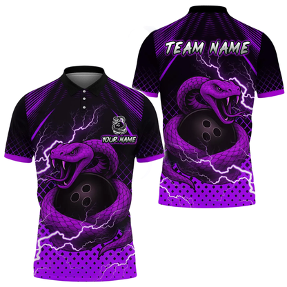 Snake Bowling Ball Custom Green Bowling Mens Polo Shirt, Custom Snake Bowling Team Shirts BE0196