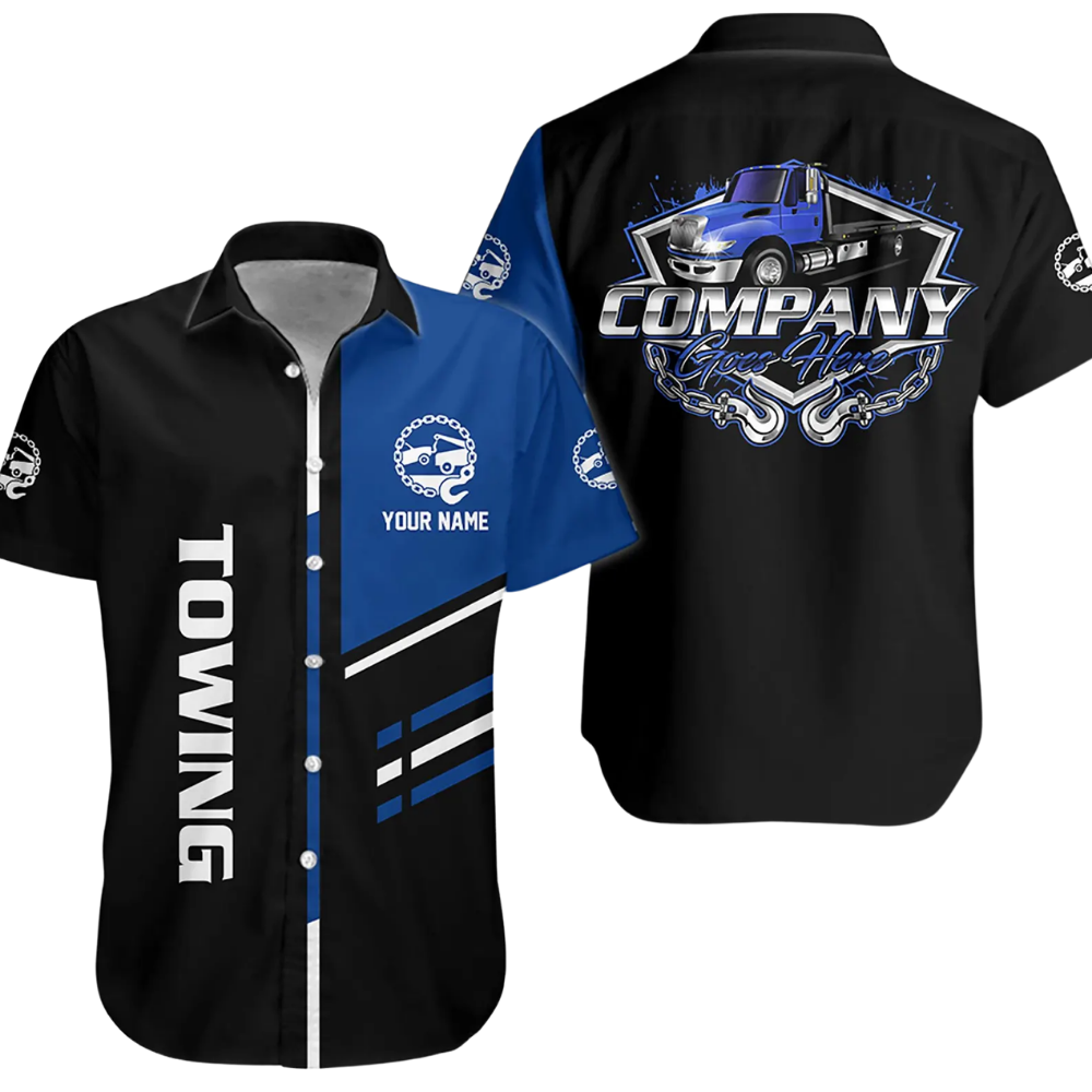 Custom Tow Truck Company Hawaiian Shirt Men, Personalized Truck Mechanic Uniforms HE0676