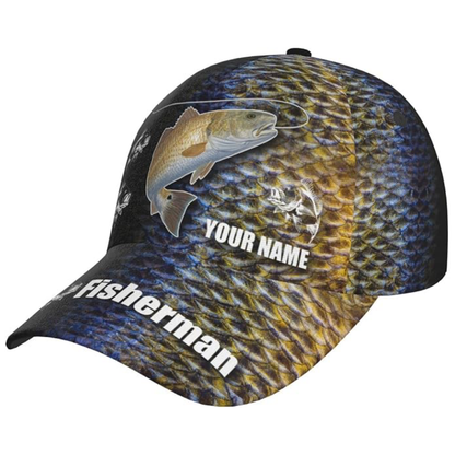 Redfish Custom Name 3D Printed Baseball Cap, Custom Fishing Cap For Fisherman CP0604